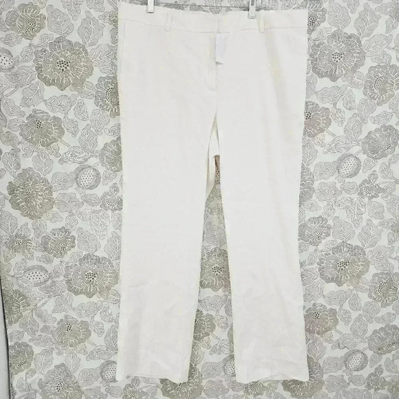 NEW Ann Taylor Curvy Linen Blend Fit White Straight Leg Women's Dress Pants 18 - Picture 1 of 9